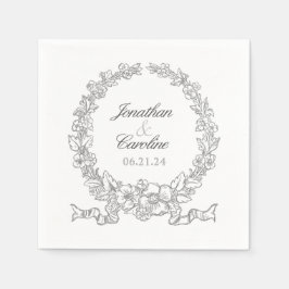 Servilleta De Papel Wreath floral tradicional | Gris plateado Versalle