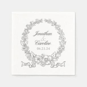 Servilleta De Papel Wreath floral tradicional Gris plateado Versalle