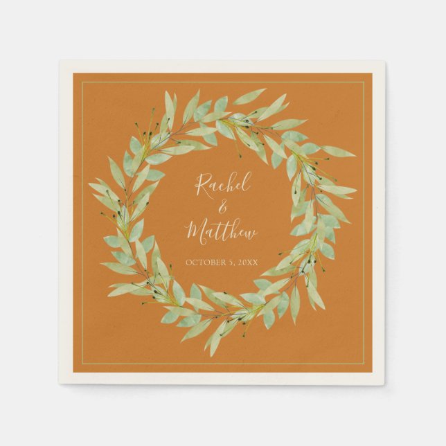 Servilleta De Papel Wreath Greeneration on Ochre Boda (Anverso)