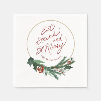 Servilleta De Papel Wreath moderna come bebidas y sé servilletas de mo