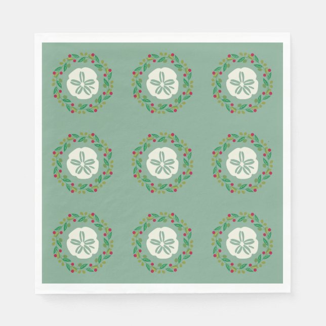 Servilleta De Papel Wreath, Navidades de la concha de arena (Anverso)