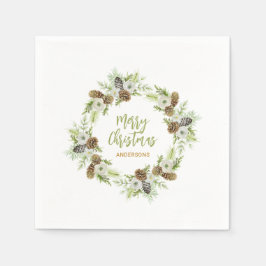 Servilleta De Papel Wreath, Navidades de Pines Florales Verdes