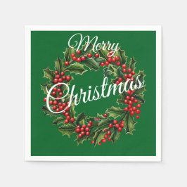 Servilleta De Papel Wreath Navidades de texto personalizado
