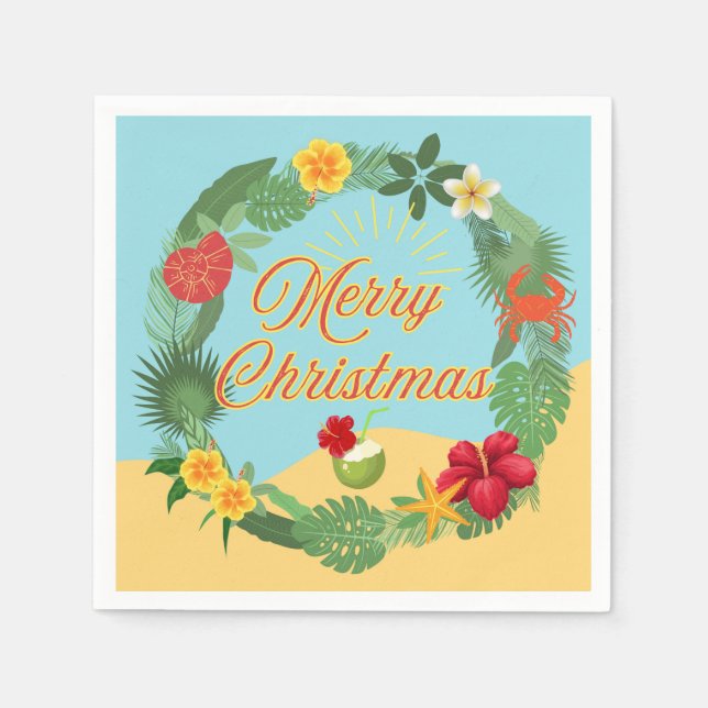 Servilleta De Papel Wreath, Navidades tropicales (Anverso)
