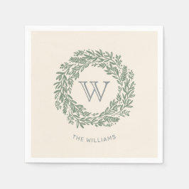 Servilleta De Papel Wreath verde de monograma precoz