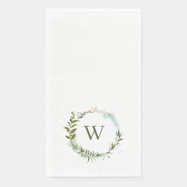 Servilleta De Papel Wreath Wreath Classic Monograma Tow invitado (Anverso)