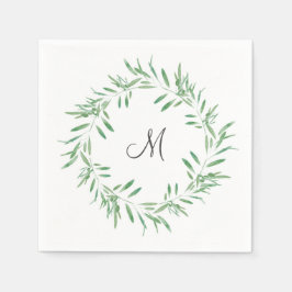 Servilleta De Papel Wreth de color de agua verde oliva