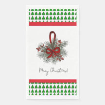 X-Mas Pine & Red Ribbon con borde de árbol