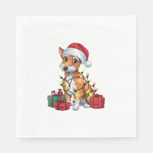 Servilleta De Papel Xmas de Fox Terrier Encendiendo Perro Terrier Sant