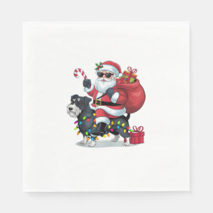 Servilleta De Papel Xmas Ilumina Funny Santa Riding Border Terrier Dog