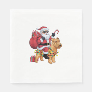 Servilleta De Papel Xmas Iluminación Santa Riding Wheaten Terrier Dog 