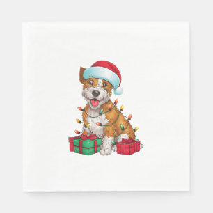 Servilleta De Papel Xmas Iluminando Santa Hat Cardigan Corgi Dog C