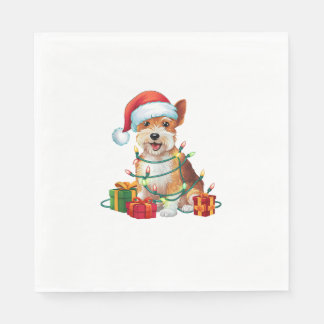 Servilleta De Papel Xmas Iluminando Santa Hat Dandie Dinmont Terrier D