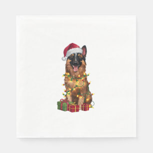 Servilleta De Papel Xmas Iluminando Santa Hat Perro belga Tervuren Chr