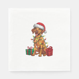Servilleta De Papel Xmas Iluminando Santa Hat Ridgeback Perro Rhodesia