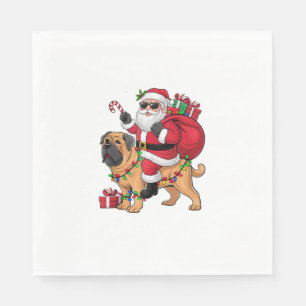 Servilleta De Papel Xmas Iluminando Santa Riding English Mastiff Dog C