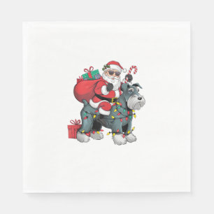 Servilleta De Papel Xmas Iluminando Santa Riding Gigante Schnauzer Dog