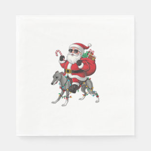 Servilleta De Papel Xmas Iluminando Santa Riding Perro de Greyhound C