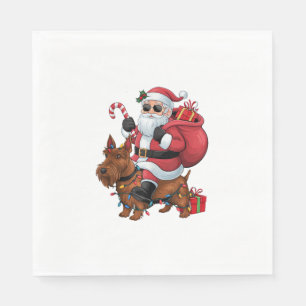 Servilleta De Papel Xmas Iluminando Santa Riding Scottish Terrier Dog 