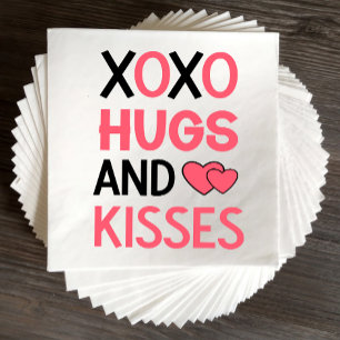 Servilleta De Papel XOXO abraza besos ducha de novia Boda negro rosado