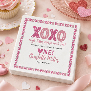 Servilleta De Papel XOXO Abrazos y Besos Día de San Valentín Primer Cu