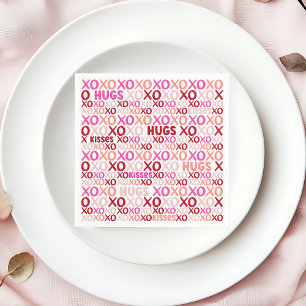 Servilleta De Papel XOXO Abrazos y besos Fiesta galentino rosado y roj