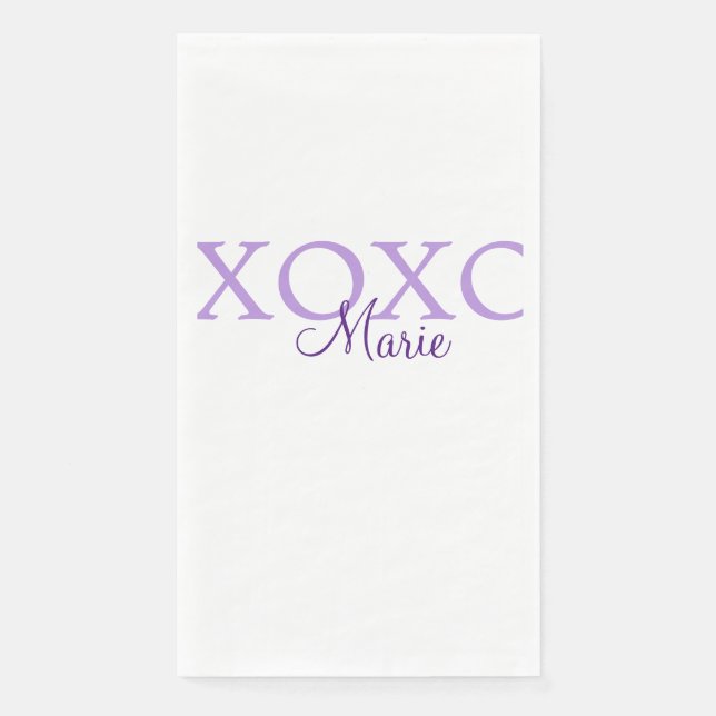 Servilleta De Papel Xoxo el día de San Valentín añadir nombre púrpura  (Anverso)