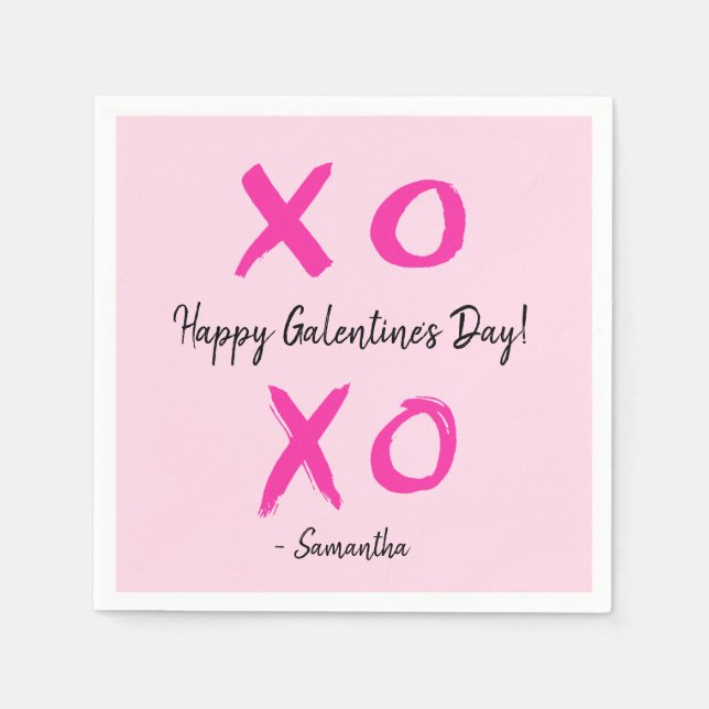 Servilleta De Papel XOXO personalizado - Feliz Día de Galentine (Anverso)