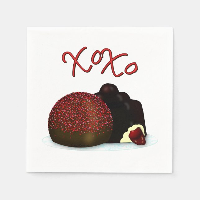 Servilleta De Papel XOXO Valentine Bonbon y el chocolate negro (Anverso)