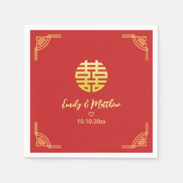 Servilleta De Papel Xxi doble marco dorado boda chino