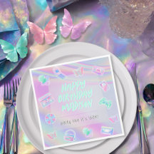 Y2K fiesta arcoíris iridiscente feliz nombre de cu