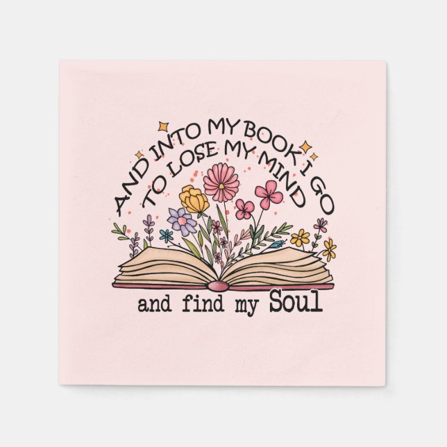 Servilleta De Papel Y En Mi Libro Voy - Amante De Los Libros Florales (Anverso)
