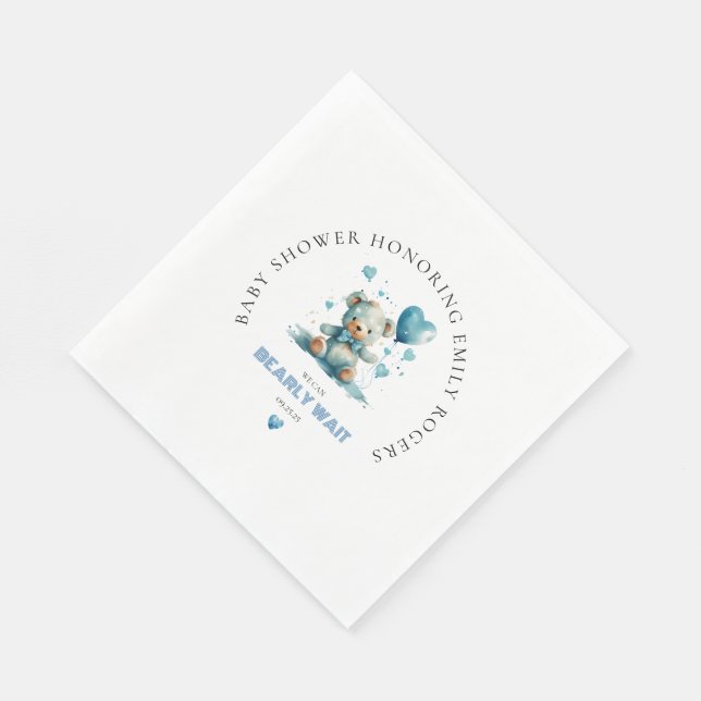 Servilleta De Papel Ya podemos esperar a Blue Teddy Bear (Esquina)