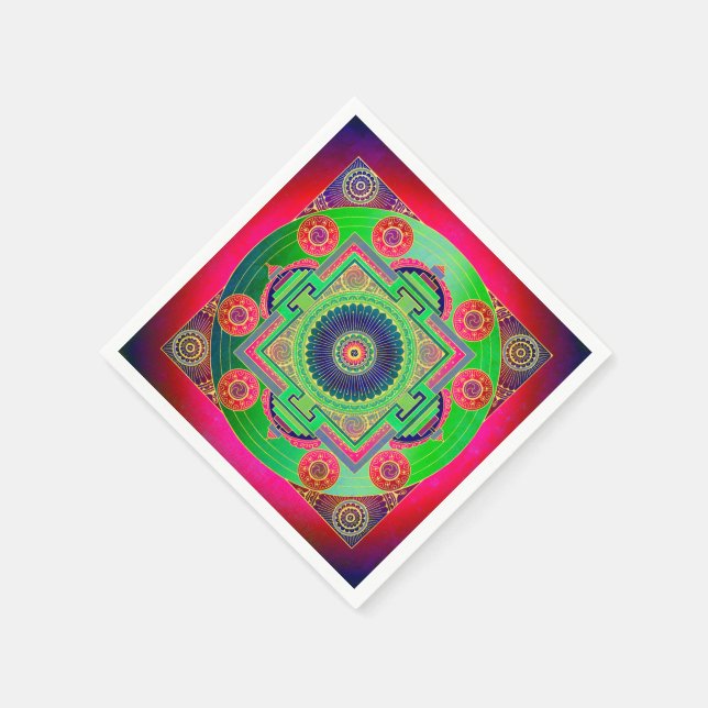 Servilleta De Papel YANTRA - la gran rueda - rosa verde (Borde)