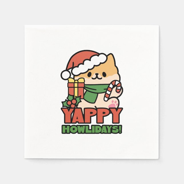Servilleta De Papel Yappy Howlidays - Personalizado de perros Navidade (Anverso)