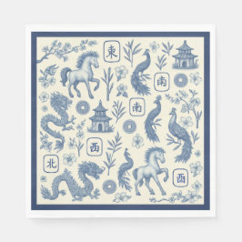 Servilleta De Papel Year of the Horse Mahjong Toile Napkins