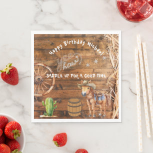 Servilleta De Papel Yee Haw Cowboy Rodeo Saddle Placa de papel