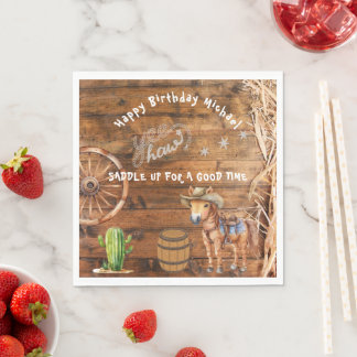 Servilleta De Papel Yee Haw Cowboy Rodeo Saddle Placa de papel