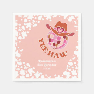 Servilleta De Papel Yee Haw Peach Disco Cowgirl Rodeo Cumpleaños