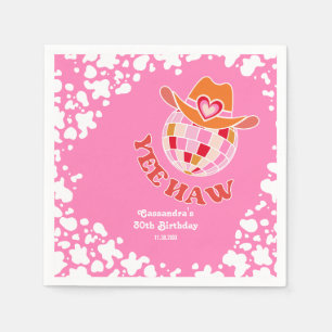 Servilleta De Papel Yee Haw Pink Disco Cowgirl Rodeo cumpleaños