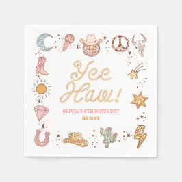 Servilleta De Papel ¡Yee Haw! Western Disco Cowgirl Birday Party