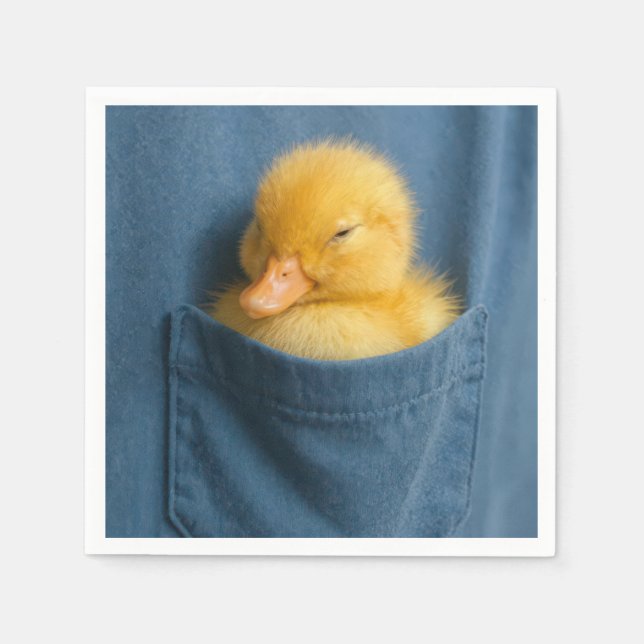 Servilleta De Papel Yellow Duckling In a T-shirt Pocket (Anverso)