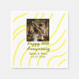 Servilleta De Papel Yellow golden photo 30th wedding anniversary name