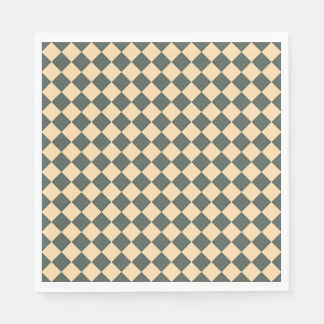 Servilleta De Papel Yellow Green Checker Diamond Pattern (Anverso)