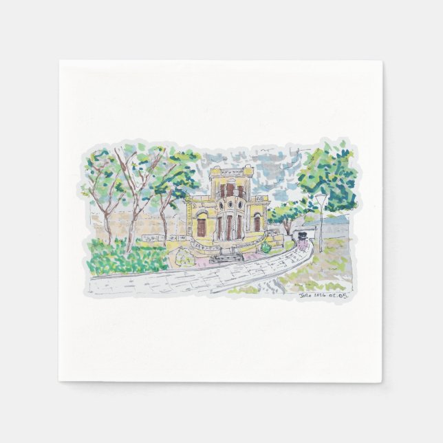 Servilleta De Papel Yellow Historic Villa (Anverso)
