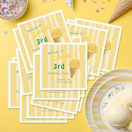 Servilleta De Papel Yellow Ice Cream Sprinkle Summer Birthday Party 