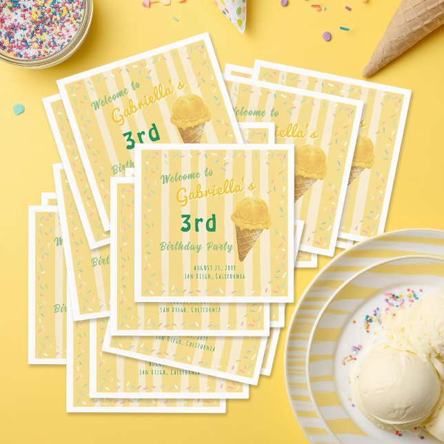 Servilleta De Papel Yellow Ice Cream Sprinkle Summer Birthday Party  (Subido por el creador)