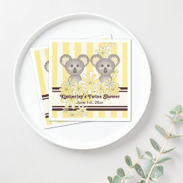 Servilleta De Papel Yellow Koala Twin Baby Shower / Cumpleaños de los