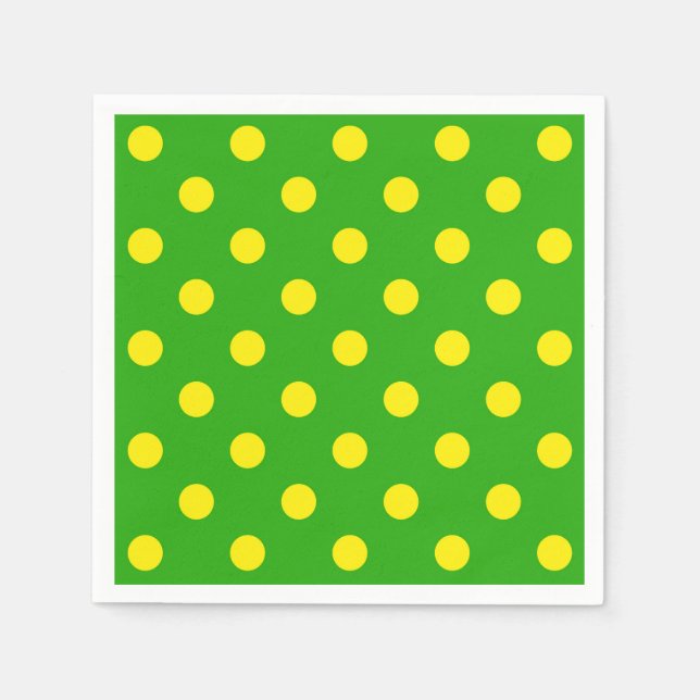 Servilleta De Papel Yellow On Green Polka Dots Pattern Design  (Anverso)