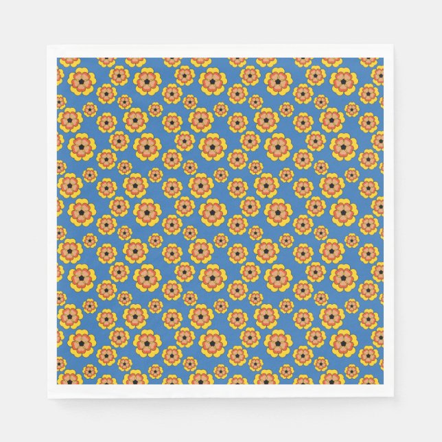 Servilleta De Papel Yellow Orange Flowers Pattern (Anverso)